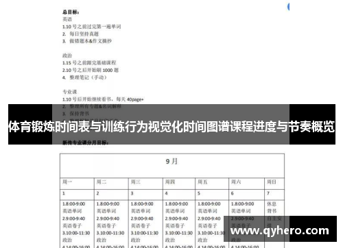 体育锻炼时间表与训练行为视觉化时间图谱课程进度与节奏概览